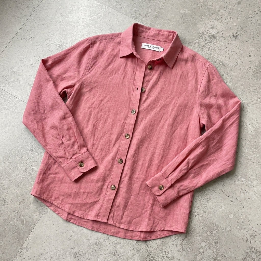 Suzanne | Women's Linen Blend Blouse with Classic Collar, Relaxed Fit Shirt | Animated Apparel