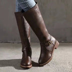 Sylvia | Women's Orthopedic Leather Knee-High Boots, Block Heel Autumn Boots | Animated Apparel