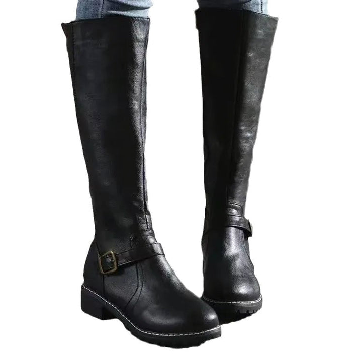 Sylvia | Women's Orthopedic Leather Knee-High Boots, Block Heel Autumn Boots | Animated Apparel