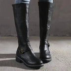 Sylvia | Women's Orthopedic Leather Knee-High Boots, Block Heel Autumn Boots | Animated Apparel