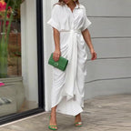 Taryn | Women's Wrap Short Sleeve Midi Dress - White