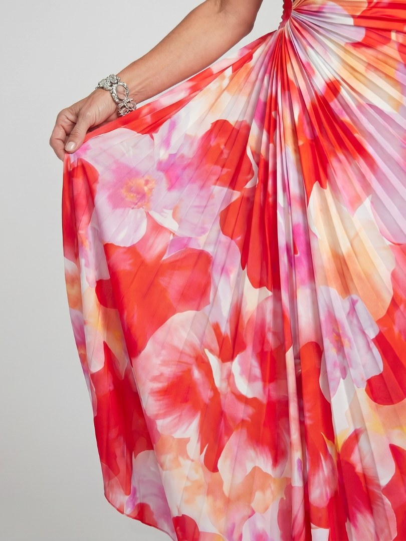 Taya | Women's One Shoulder Pleated Midi Dress - image 3