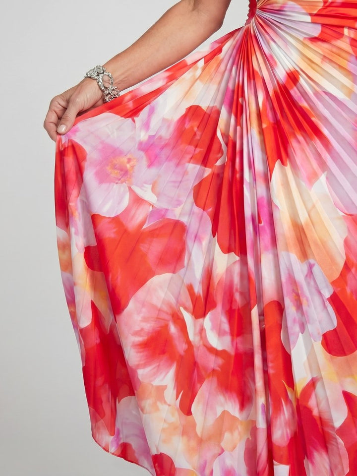 Taya | Women's One Shoulder Pleated Midi Dress - image 3