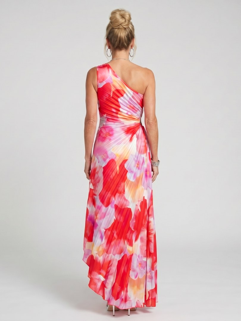 Taya | Women's One Shoulder Pleated Midi Dress - image 4