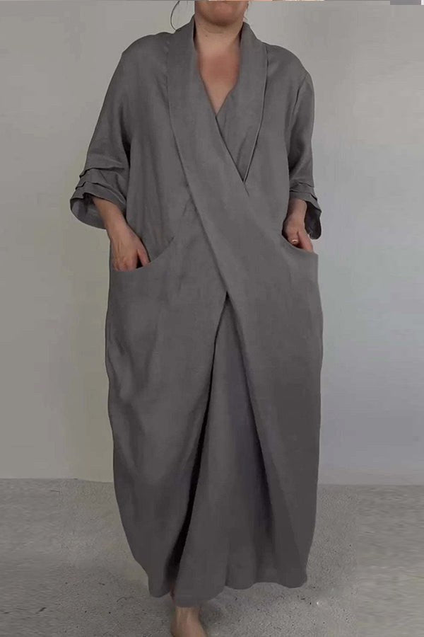 Taylor | Women's Minimalist V-Neck Dress With Pocket - image 8