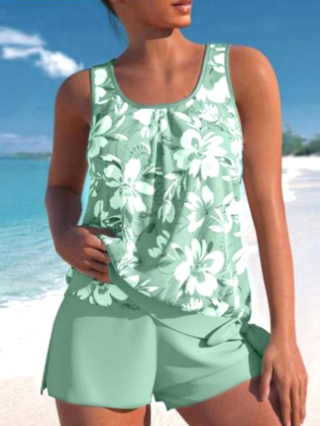 Teagan | Women's Tankini Shorts Swimsuit Set - Gray