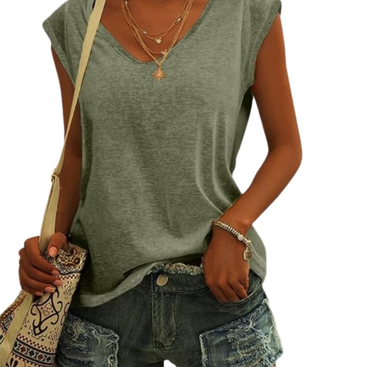 Teagan | Women's V-Neck Flutter Sleeve Summer Top - image 1