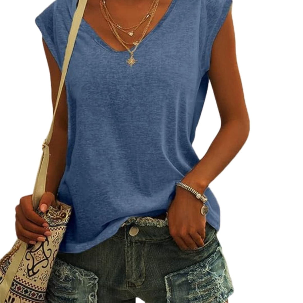 Teagan | Women's V-Neck Flutter Sleeve Summer Top - image 2