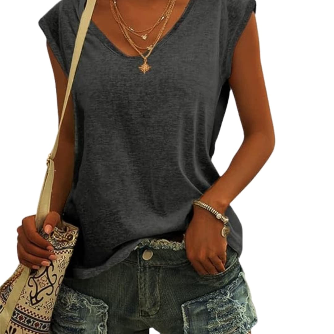 Teagan | Women's V-Neck Flutter Sleeve Summer Top - image 3