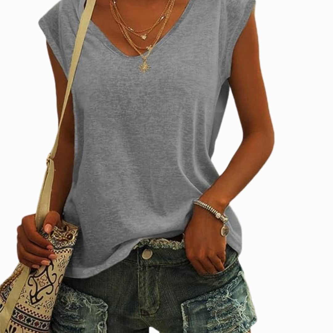 Teagan | Women's V-Neck Flutter Sleeve Summer Top - image 4