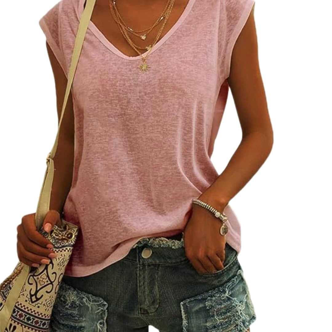 Teagan | Women's V-Neck Flutter Sleeve Summer Top - image 5