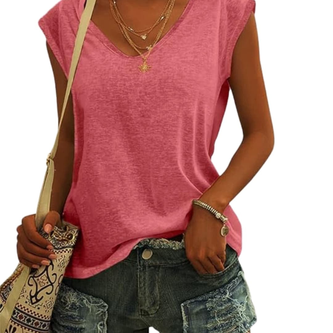 Teagan | Women's V-Neck Flutter Sleeve Summer Top - image 6