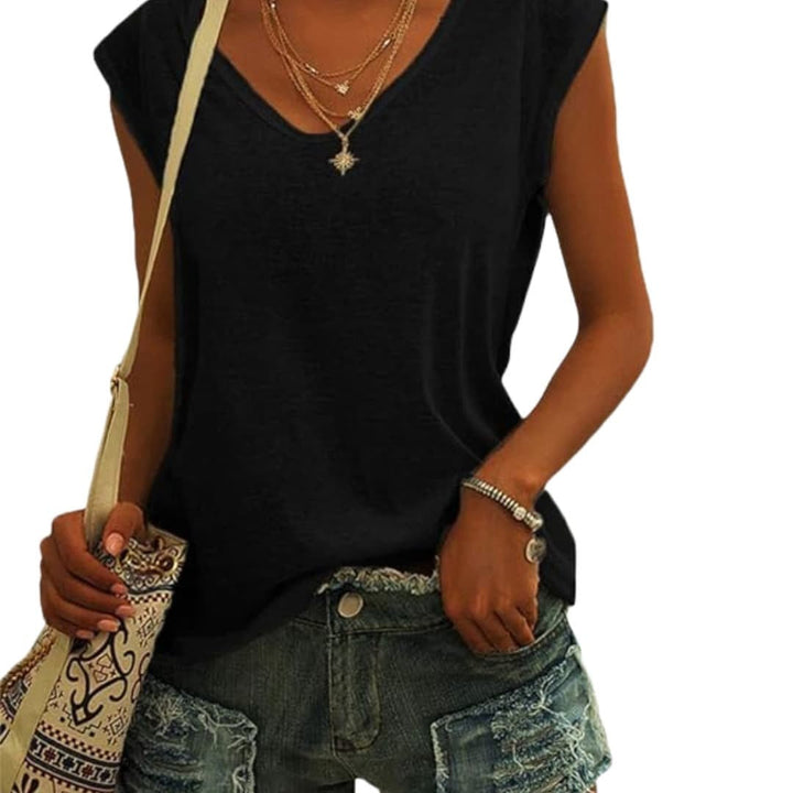 Teagan | Women's V-Neck Flutter Sleeve Summer Top - image 7