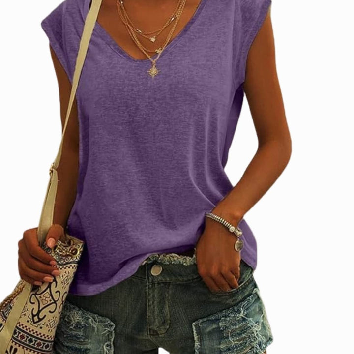 Teagan | Women's V-Neck Flutter Sleeve Summer Top - image 9