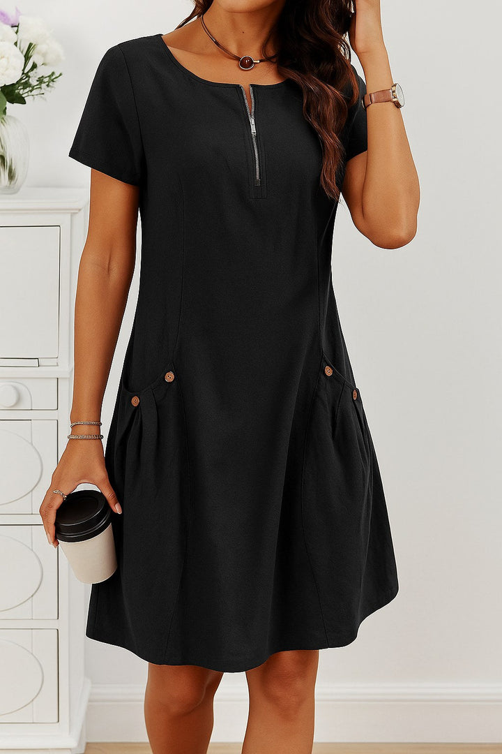 Tessa | Women's Button Detail Mini Dress with Pockets - image 6