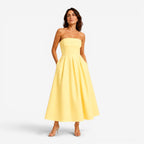 Everly | Women's Pleated Midi Dress, Strapless Occasion Dress | Animated Apparel