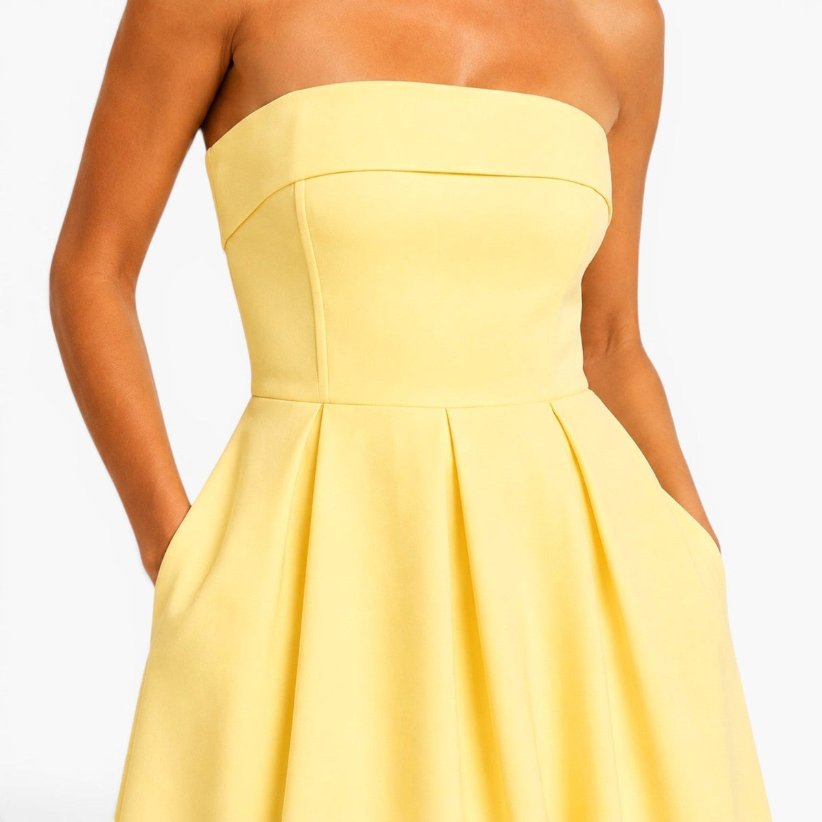 Everly | Women's Pleated Midi Dress, Strapless Occasion Dress | Animated Apparel