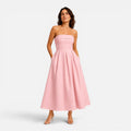 Everly | Women's Pleated Midi Dress, Strapless Occasion Dress | Animated Apparel