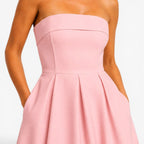 Everly | Women's Pleated Midi Dress, Strapless Occasion Dress | Animated Apparel