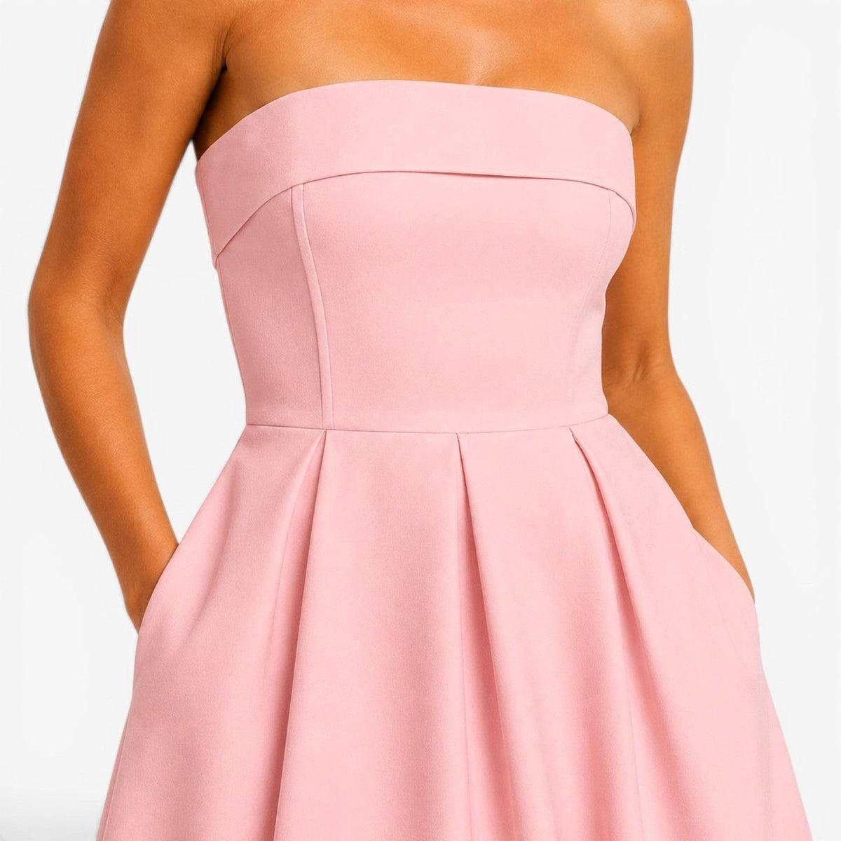 Everly | Women's Pleated Midi Dress, Strapless Occasion Dress | Animated Apparel