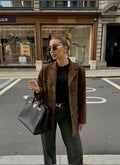 Cora | Women's Brown Suede-Effect Jacket, Button-Front Autumn Jacket | Animated Apparel | Brown