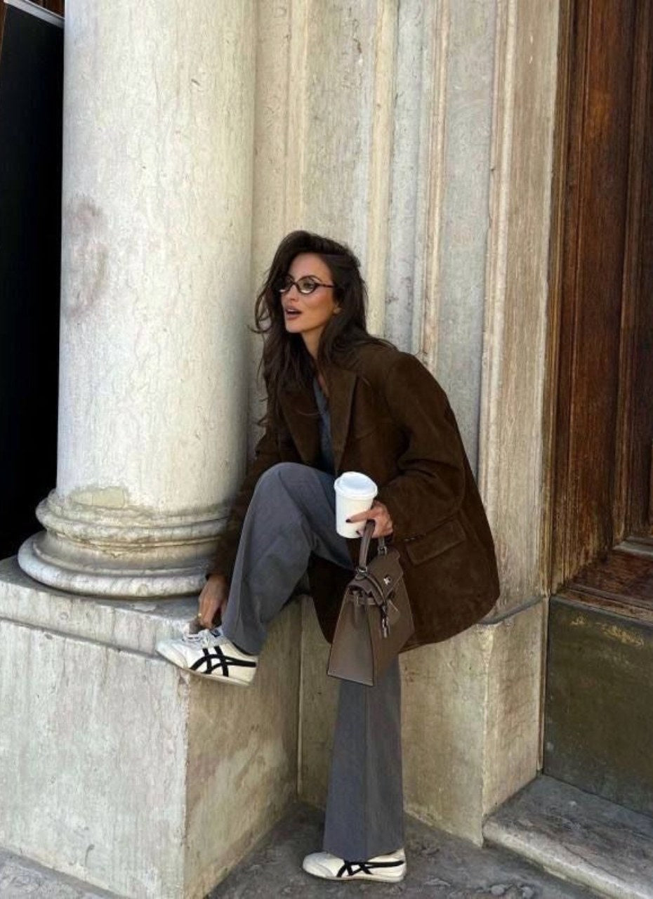 Cora | Women's Brown Suede-Effect Jacket, Button-Front Autumn Jacket | Animated Apparel