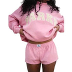 Thea | Women's Mock Neck Knit Sweatshirt, Varsity Letter Jumper | Animated Apparel