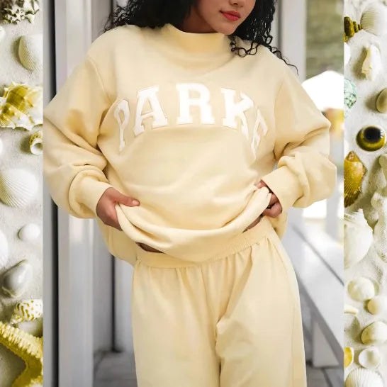 Thea | Women's Mock Neck Knit Sweatshirt, Varsity Letter Jumper | Animated Apparel