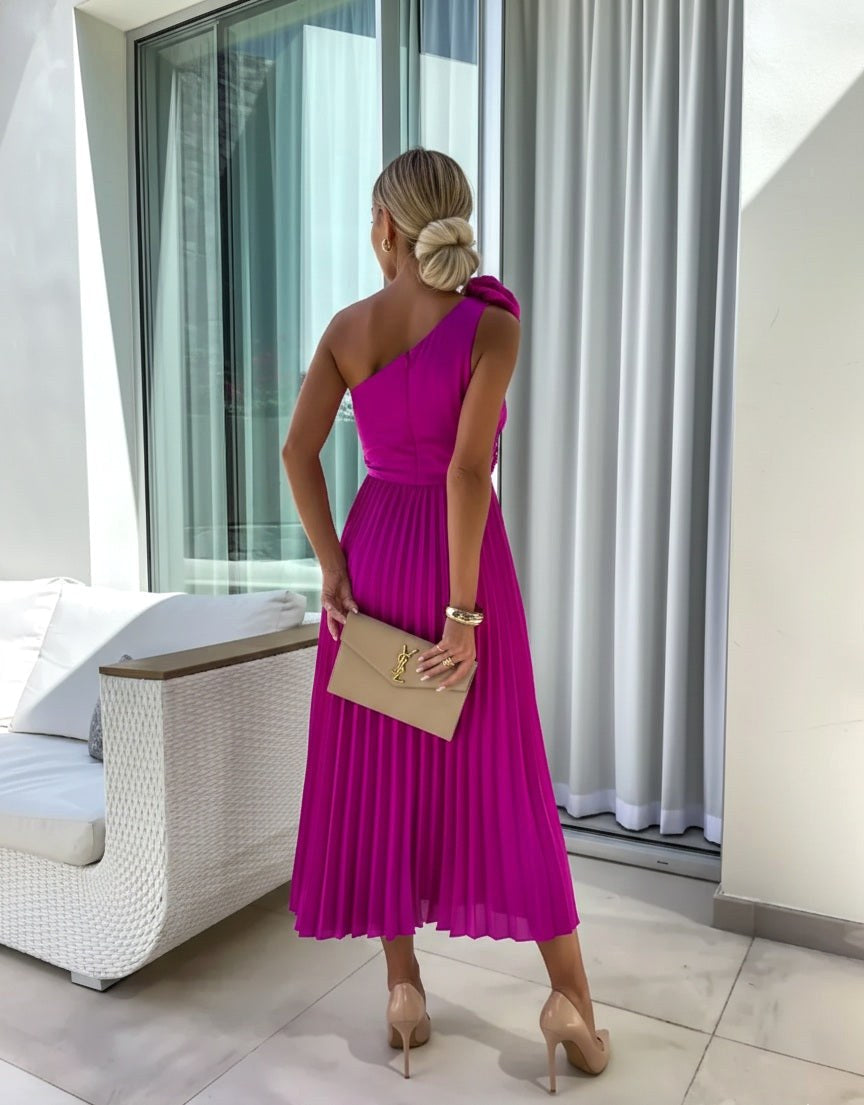 Thea | Women's One Shoulder Pleated Maxi Dress - image 8