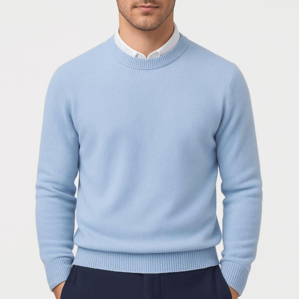 Benjamin | Men's Cashmere Crew Neck Jumper, Soft Luxury Knit | Animated Apparel
