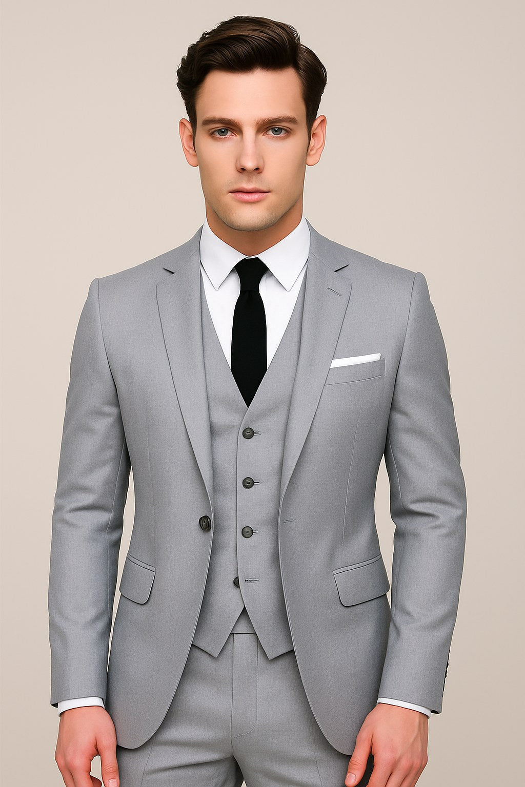 Theo | Men's Three-Piece Formal Suit, Jacket Waistcoat Trouser Suit | Animated Apparel | Black
