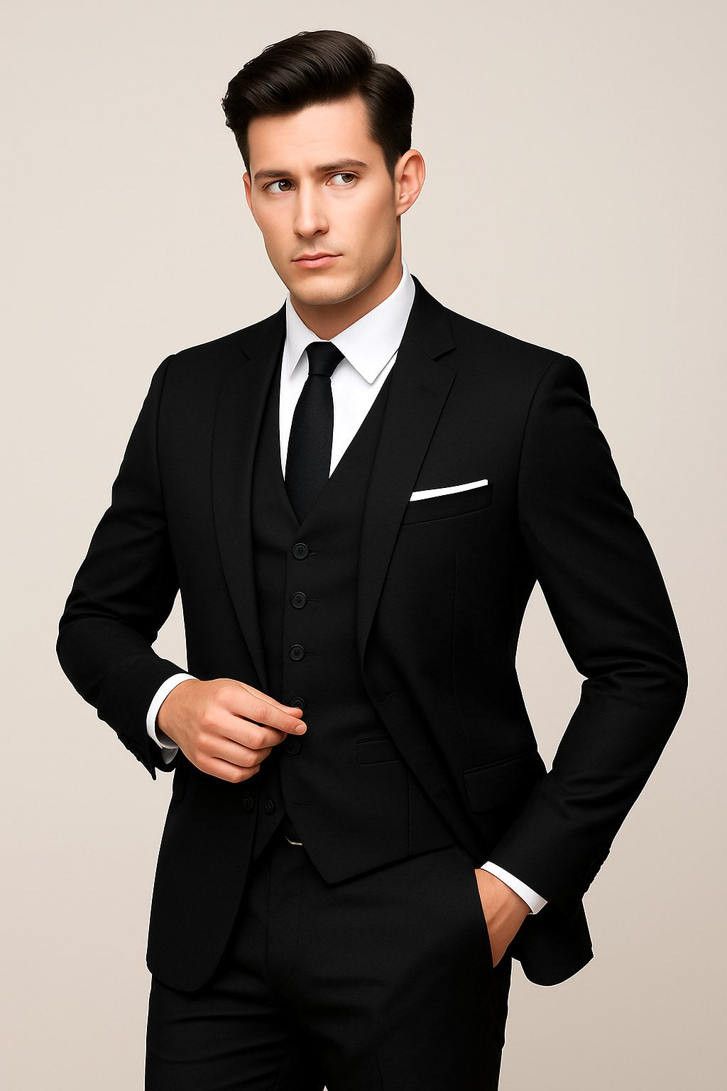 Theo | Men's Three-Piece Formal Suit, Jacket Waistcoat Trouser Suit | Animated Apparel | Grey