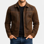 Mateo | Men's Leather Jacket, Zip-Front Autumn Coat | Animated Apparel
