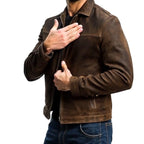 Mateo | Men's Leather Jacket, Zip-Front Autumn Coat | Animated Apparel
