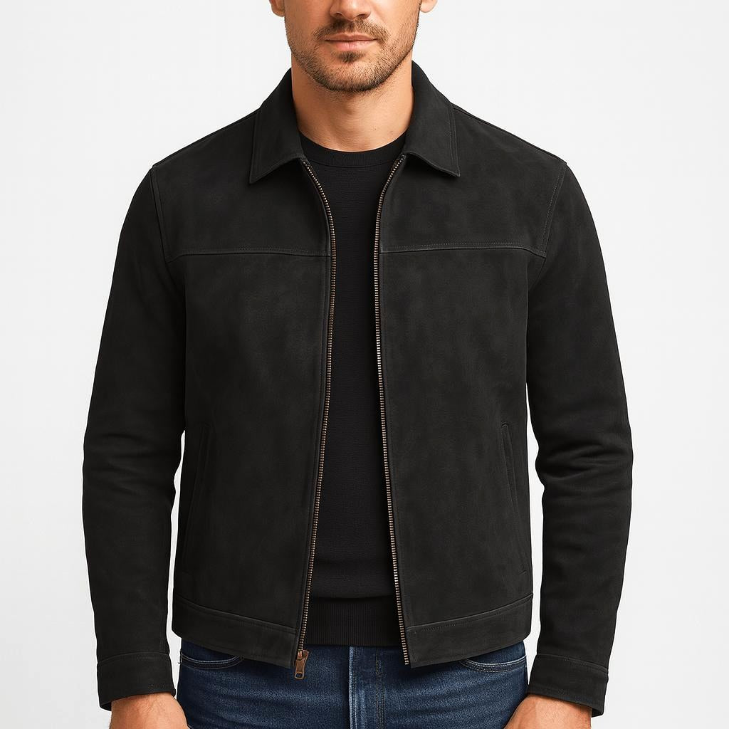 Mateo | Men's Leather Jacket, Zip-Front Autumn Coat | Animated Apparel
