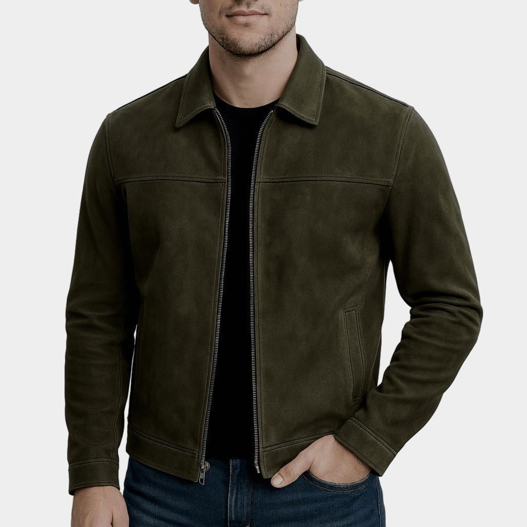 Mateo | Men's Leather Jacket, Zip-Front Autumn Coat | Animated Apparel