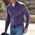 Toby | Men's Quarter-Zip Knit Jumper, Stand Collar Sweater | Animated Apparel | Purple