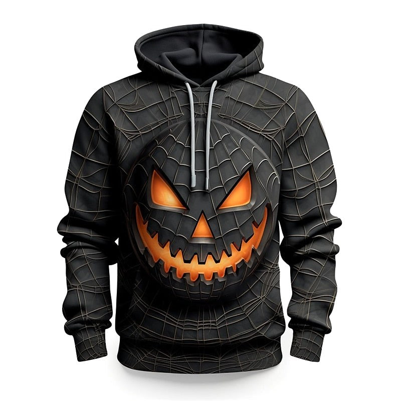 Trevor | Men's Halloween Graphic Hooded Sweatshirt, Seasonal Pullover Hoodie | Animated Apparel | Gray