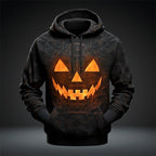 Trevor | Men's Halloween Graphic Hooded Sweatshirt, Seasonal Pullover Hoodie | Animated Apparel | Black Grey