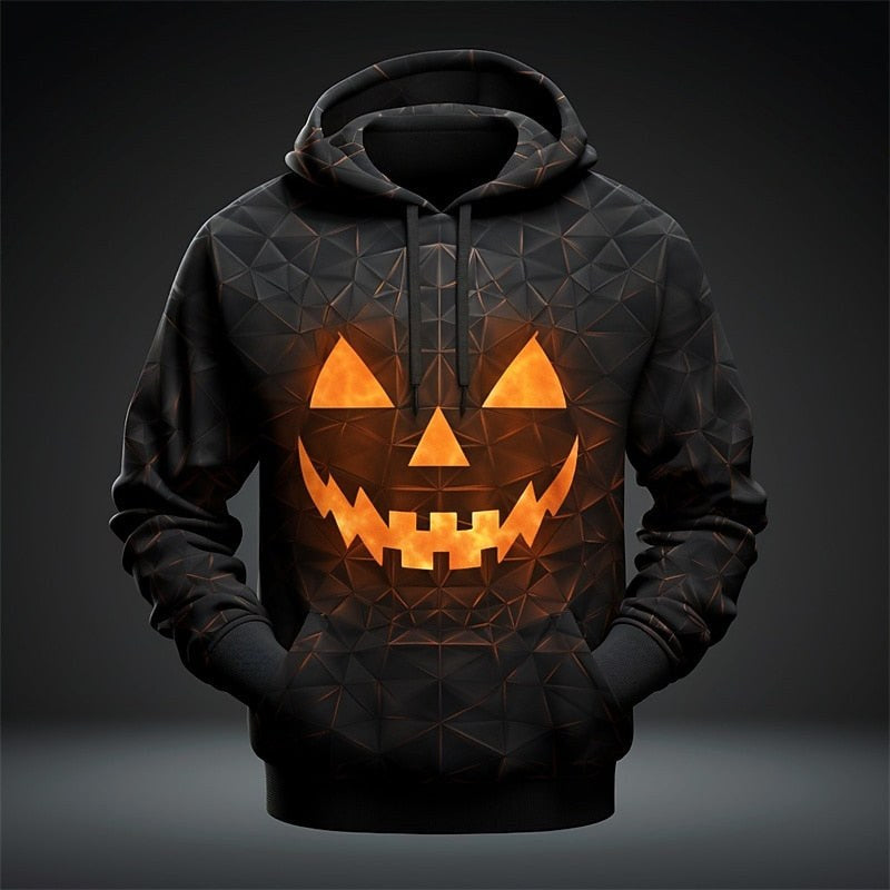 Trevor | Men's Halloween Graphic Hooded Sweatshirt, Seasonal Pullover Hoodie | Animated Apparel | Black Grey