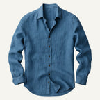 Trevor | Men's Long Sleeve Linen Shirt, Vintage Tailored Shirt | Animated Apparel | Khaki