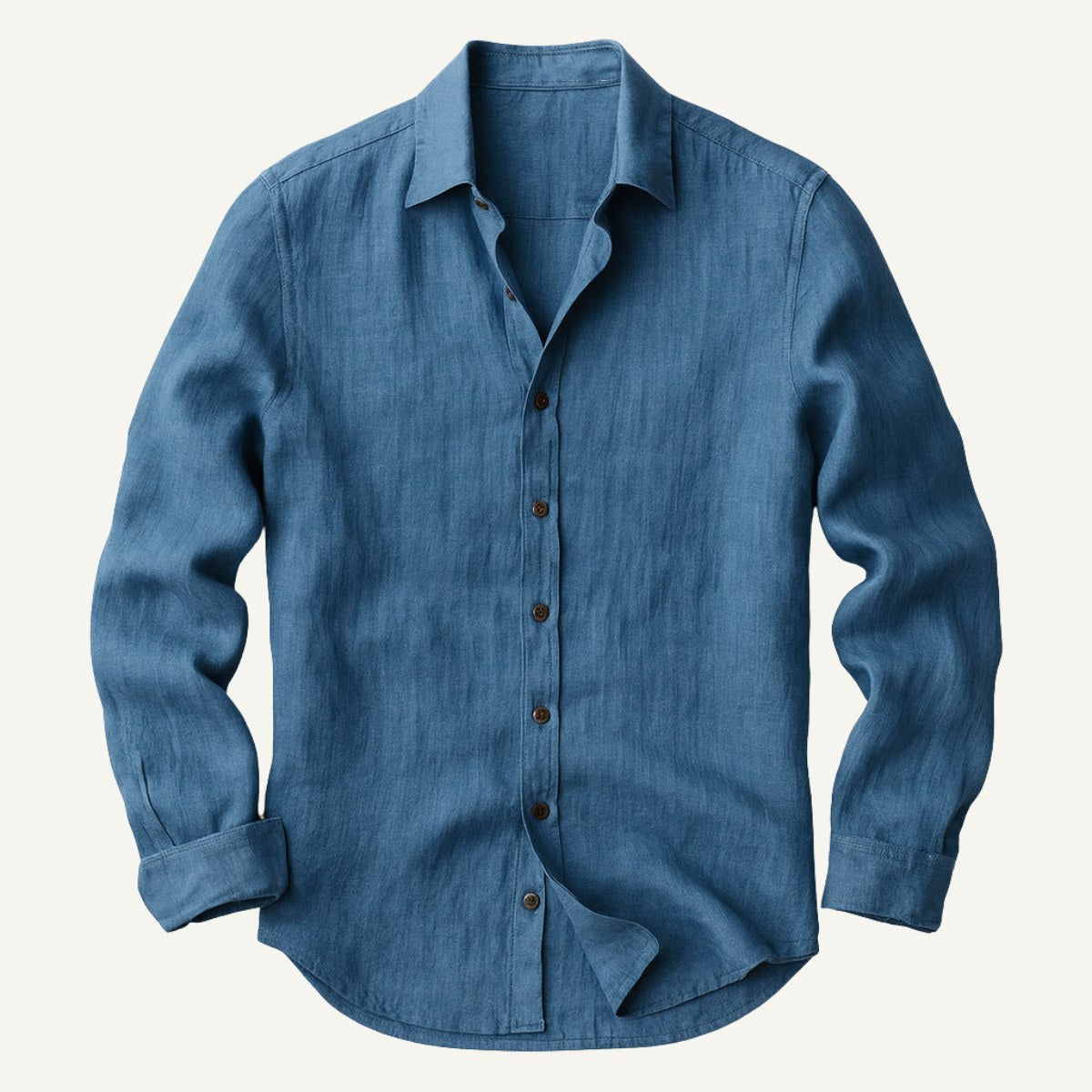 Trevor | Men's Long Sleeve Linen Shirt, Vintage Tailored Shirt | Animated Apparel | Khaki