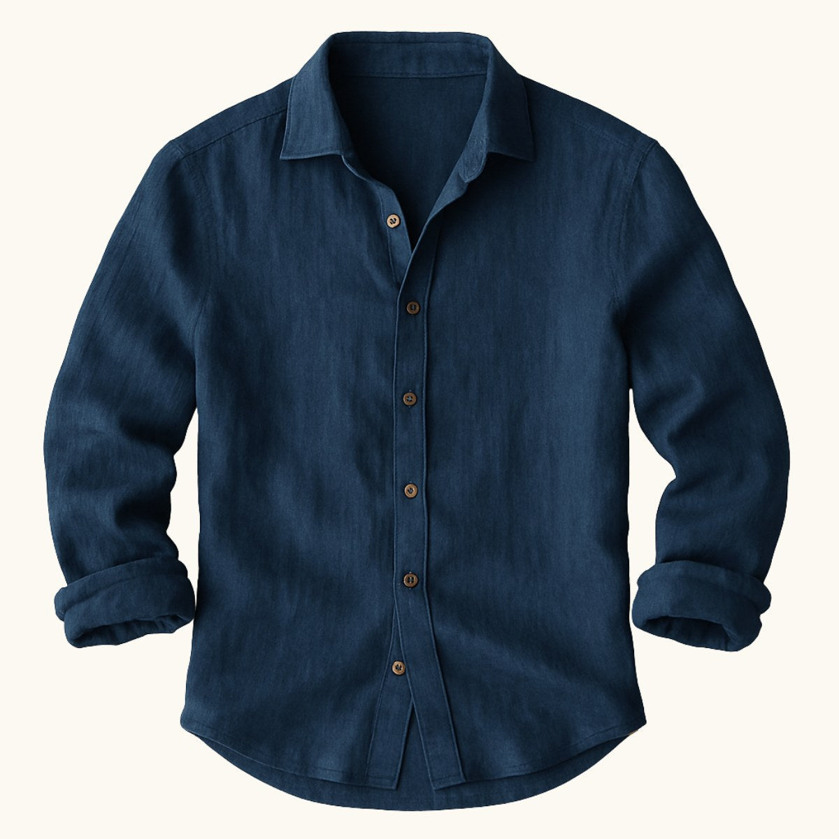 Trevor | Men's Long Sleeve Linen Shirt, Vintage Tailored Shirt | Animated Apparel | Navy Blue