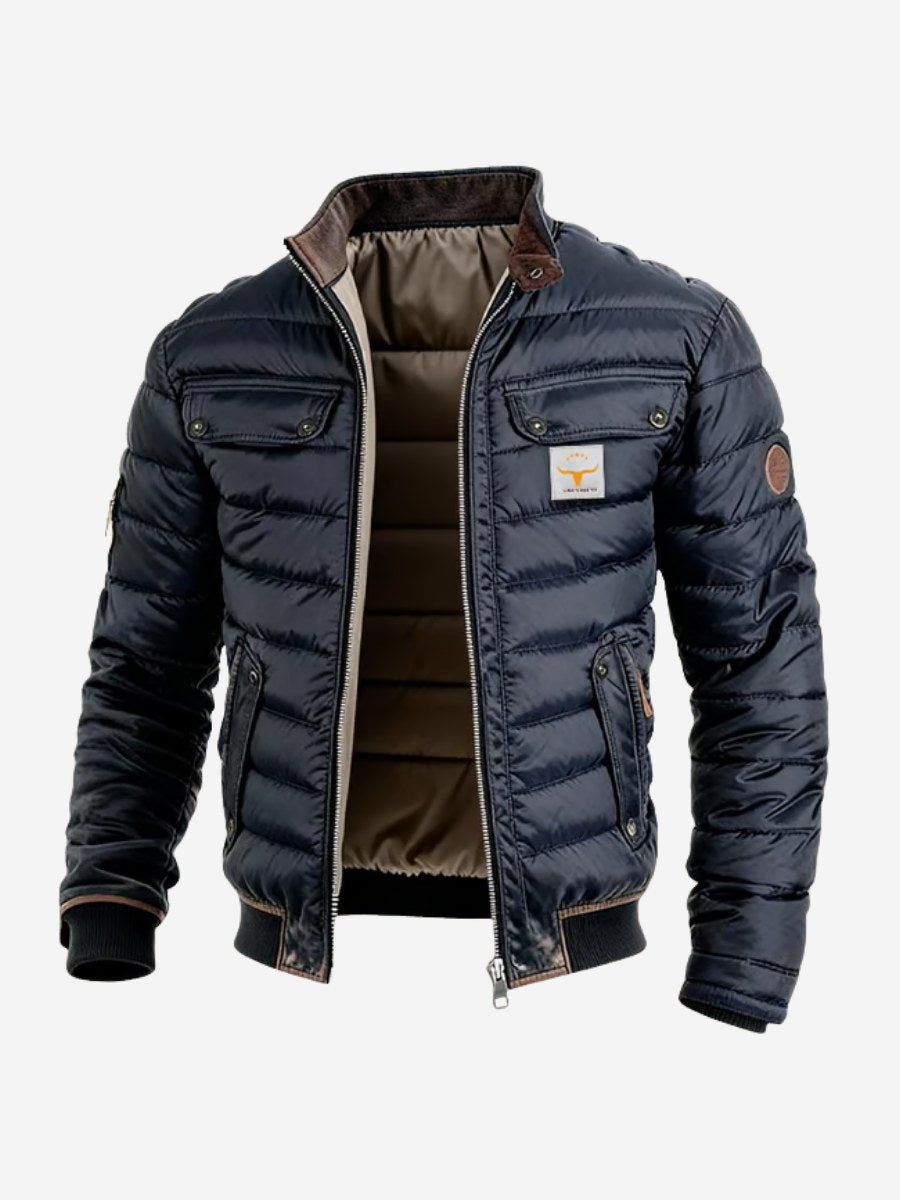 Trevor | Men's Quilted Jacket with Relaxed Fit, Lightweight Autumn Jacket | Animated Apparel | Navy Blue