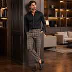Tristan | Men's Checked Slim Fit Trousers, Smart Casual Trousers | Animated Apparel