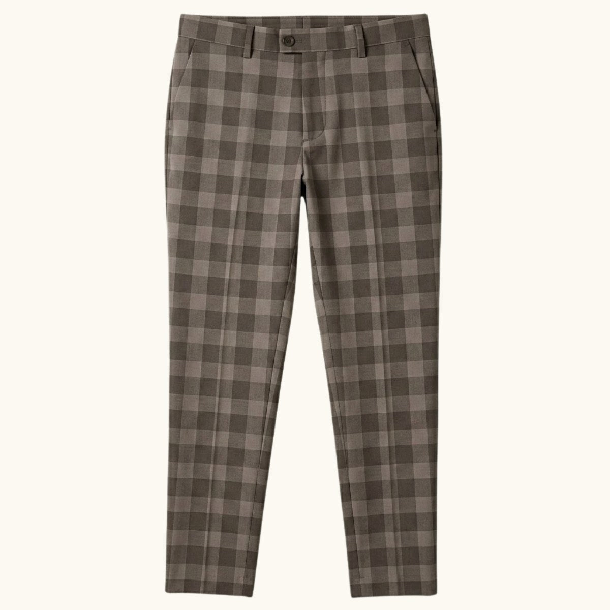 Tristan | Men's Checked Slim Fit Trousers, Smart Casual Trousers | Animated Apparel | Khaki