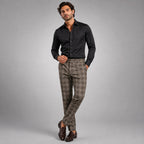 Tristan | Men's Checked Slim Fit Trousers, Smart Casual Trousers | Animated Apparel | Gray
