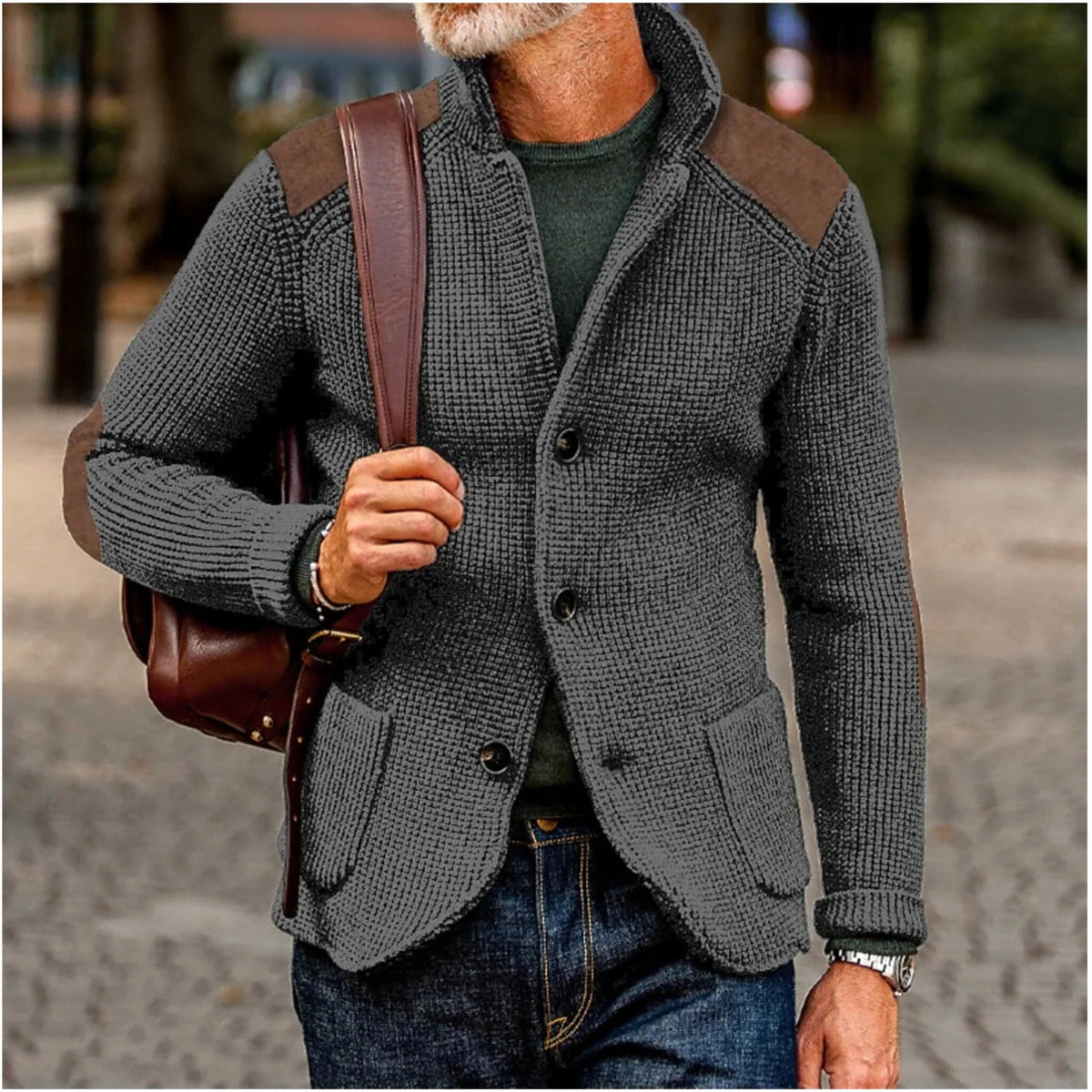 Tristan | Men's Knitted Cardigan, Warm Layering Cardigan | Animated Apparel