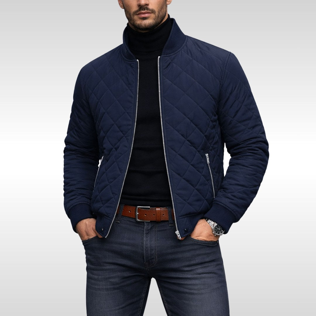 Tristan | Men's Quilted Jacket, Lightweight Autumn Coat | Animated Apparel | Dark Blue