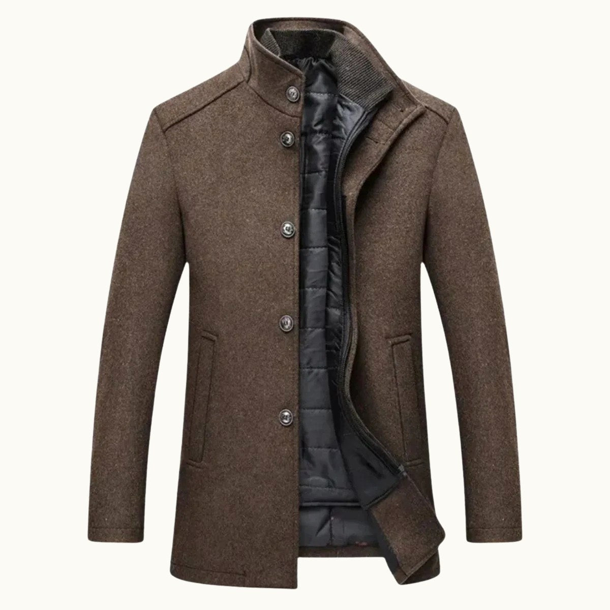 Tucker | Men's Wool Blend Tailored Trench Coat, Classic Formal Coat | Animated Apparel